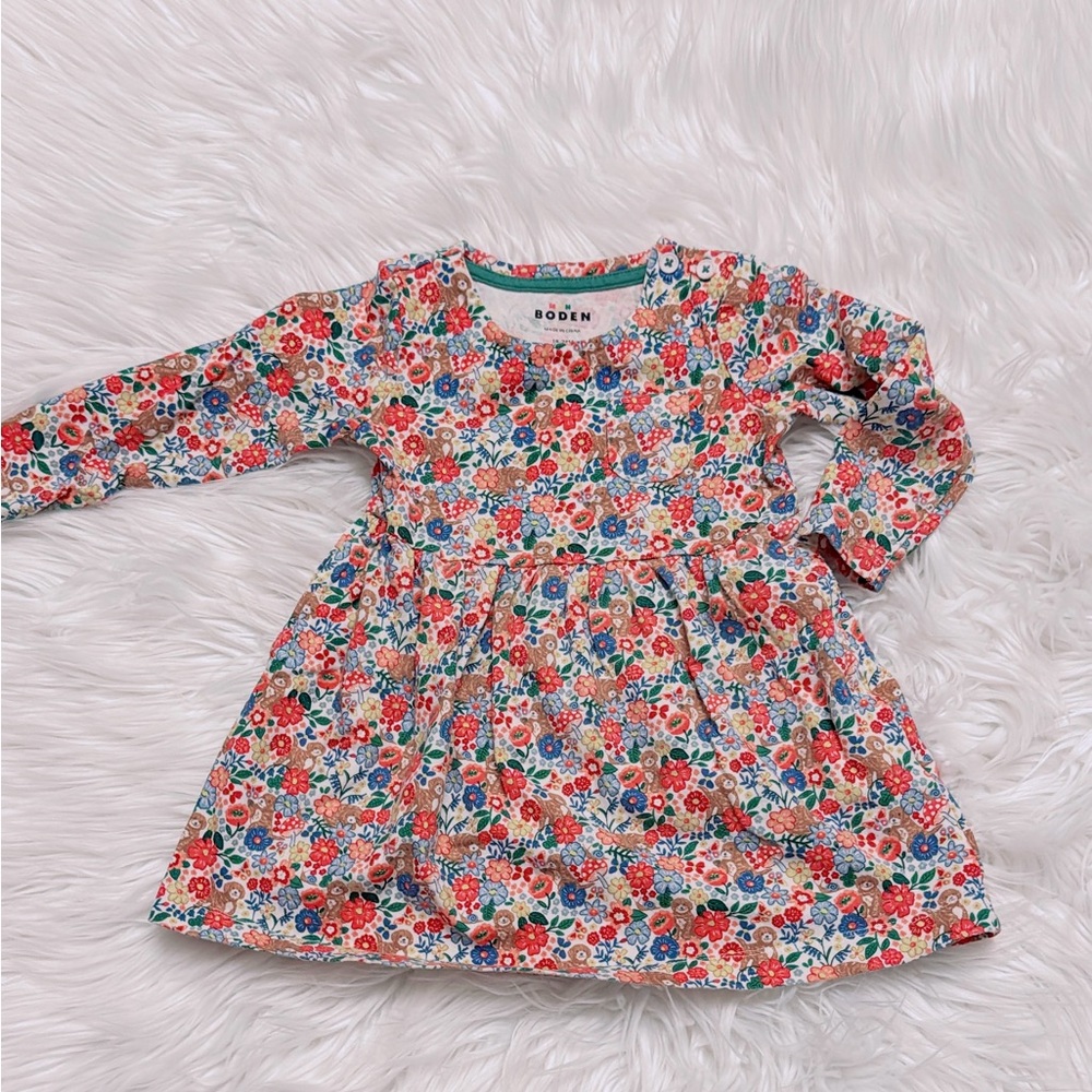 Mini Boden Floral Dress | 18–24 Months | Long Sleeve Pocket Dress